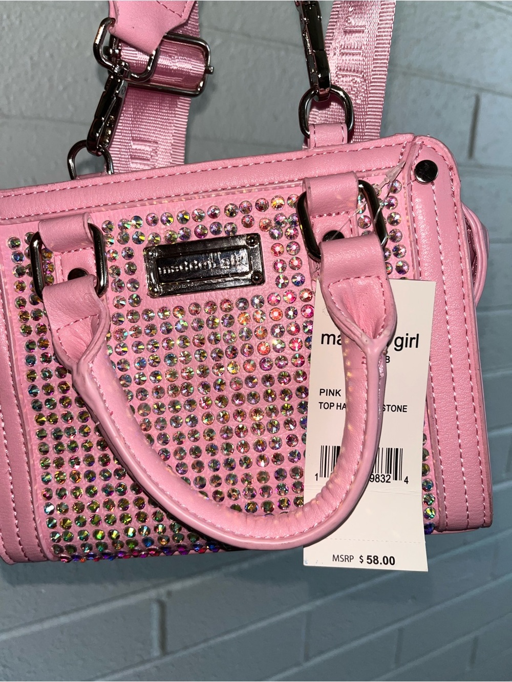 Madden Girl (Steve Madden) Pink Rhinestone Mini Satchel